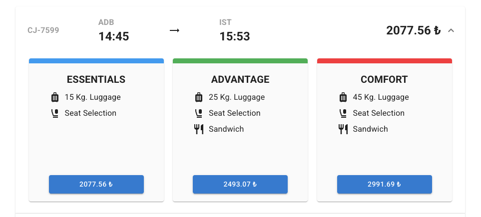 Flight Prices Detail Screenshot